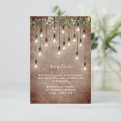 Brick Bulbs Greenery Wedding Reception Details Inv Kaart (Staand voorkant)