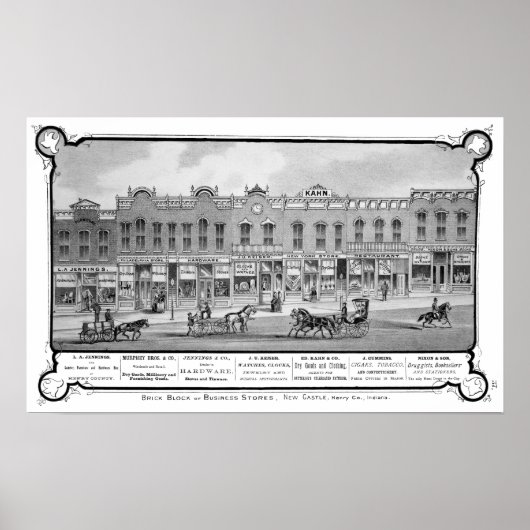 Brick Business Row New Castle Indiana Poster (Voorkant)