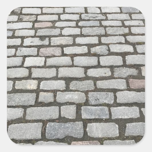 Brick Cobblestone Street Pathway Natuur Foto Vierkante Sticker (Voorkant)
