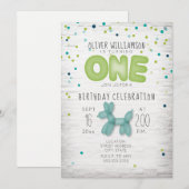 Brick Confetti Blue Green 1 Birthday Kaart (Voorkant / Achterkant)