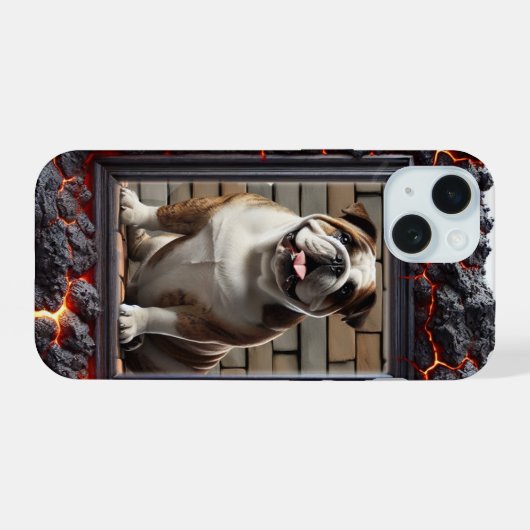 Brick de bulldog telefoonhoesje iPhone 15 case (Achterkant horizontaal)