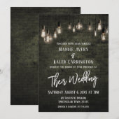 Brick Edison Lights Typografie Weddenschap Kaart (Voorkant / Achterkant)