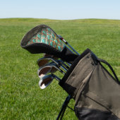 Brick-effect lichtblauw, donkerbruin detail golfheadcover (Insitu)