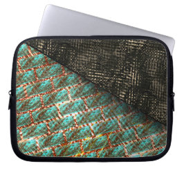 Brick-effect lichtblauw, donkerbruin detail laptop sleeve