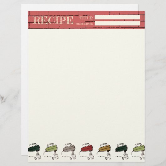 Brick electric mixer koekjesrecept letterhead (Voorkant / Achterkant)