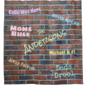 Brick Graffiti Muur Aangepaste namen Douchegordijn (Voorkant)