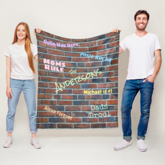 Brick Graffiti Muur Aangepaste namen Fleece Deken