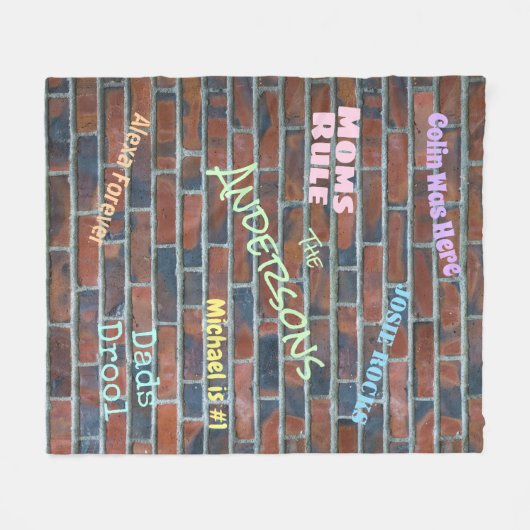 Brick Graffiti Muur Aangepaste namen Fleece Deken (Voorkant (Horizontaal))