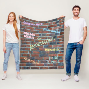 Brick Graffiti Wall Aangepaste namen Fleece Deken