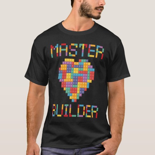Brick Heart Builder Blocks Master Builder T-shirt (Voorkant)