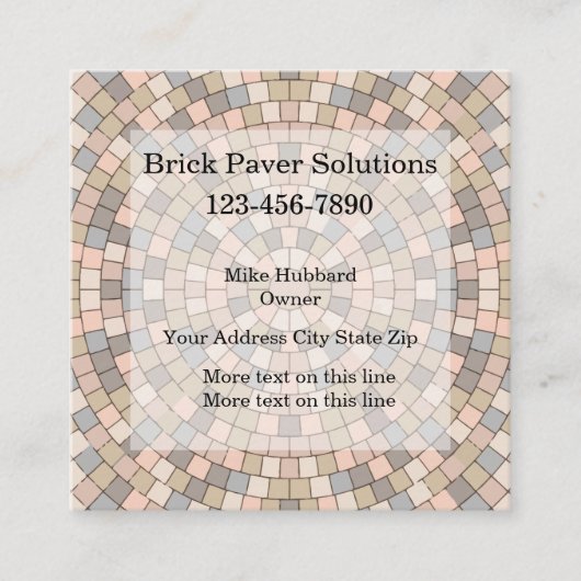 Brick Home Construction Paver Services Vierkante Visitekaartje (Voorkant)