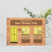 Brick House met Gele Deur Huis Warming Party Kaart (Staand voorkant)