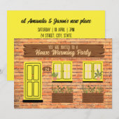 Brick House met Gele Deur Huis Warming Party Kaart (Voorkant / Achterkant)
