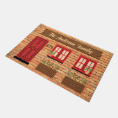 Brick House met rode deur aangepaste tekst Deurmat (Schuin)