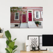 Brick Houses Red Deuren Poster (Thuiskantoor)