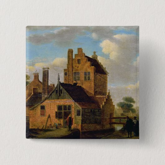 Brick Houses Vierkante Button 5,1 Cm (Voorkant)