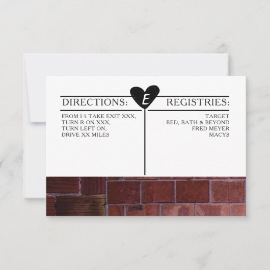 Brick Industrial Wedding Invitation Details Kaart (Voorkant)