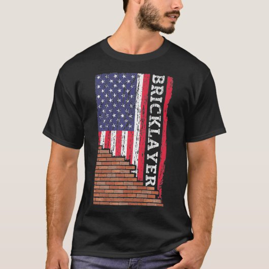 Brick Mason Bricklayer Metselaar Papa US Flag Gift T-shirt (Voorkant)
