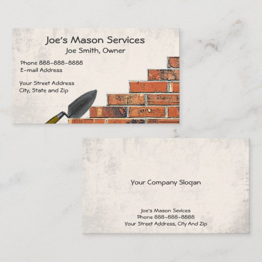 Brick Mason Masonry Visitekaartje (Voorkant / Achterkant)