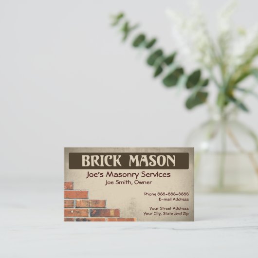 Brick Mason Masonry Visitekaartje (Staand voorkant)
