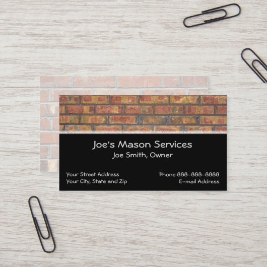 Brick Mason Masonry Visitekaartje (Voorkant / Achterkant in situ)
