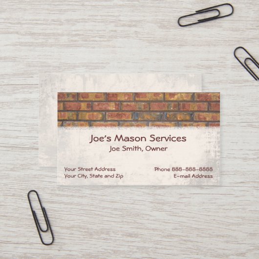 Brick Mason Masonry Visitekaartje (Voorkant / Achterkant in situ)