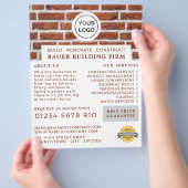 Brick-muur, bouwvakkers-Logo, bouwers-omkeren Flyer (Hand)