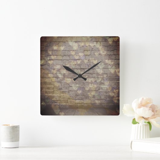 Brick of hearts vierkante klok (Huis)