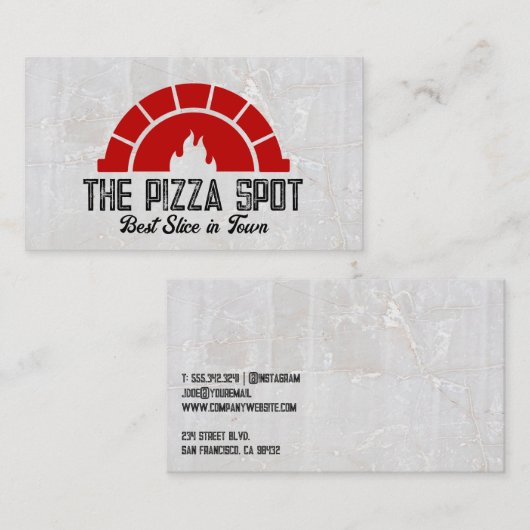 Brick Oven Flame Logo | Pizza Shop Visitekaartje (Voorkant / Achterkant)