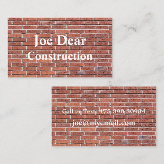 Brick-patroonpatroon voor bouwers, daken, construc visitekaartje (Voorkant / Achterkant)