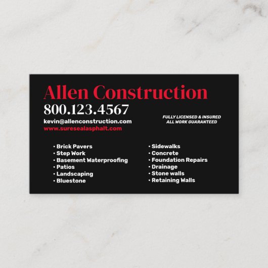 Brick Pavers oprit en patio's Visitekaartje (Voorkant)