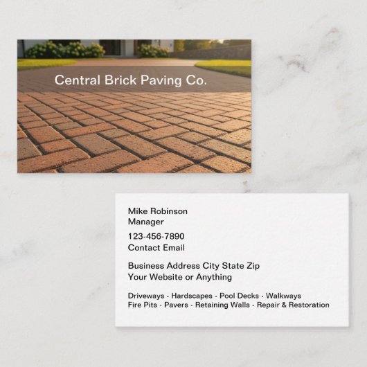Brick Paving And Pavers Theme Business Cards Visitekaartje (Voorkant / Achterkant)