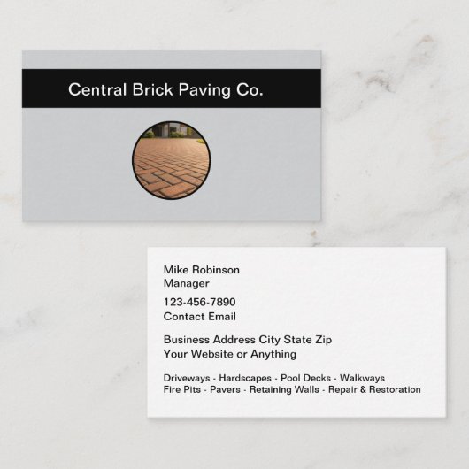 Brick Paving And Pavers Theme Business Cards Visitekaartje (Voorkant / Achterkant)