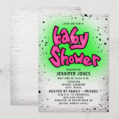 Brick Pink Green Graffiti 90s Hip Hop Baby shower Kaart (Voorkant / Achterkant)
