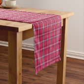 Brick Red and Soft Peach Plaid Korte Tafelloper (Voorbeeld)