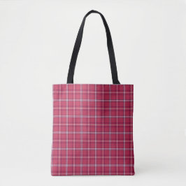 Brick Red and Soft Peach Plaid Tote Bag