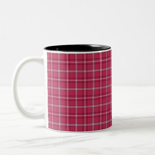 Brick Red and Soft Peach Plaid Tweekleurige Koffiemok (Links)