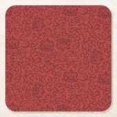 Brick Red  Bloemen Damask Pattern Kartonnen Onderzetters (Voorkant)