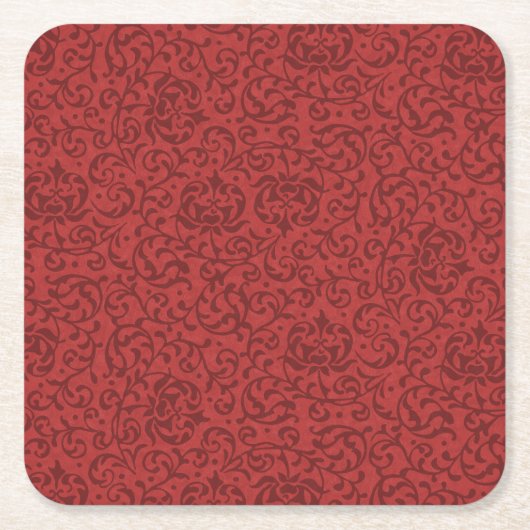 Brick Red  Bloemen Damask Pattern Kartonnen Onderzetters (Voorkant)