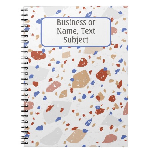 Brick Red Blue & Tan Marble Chips Terrazzo Pattern Notitieboek (Voorkant)