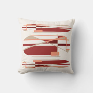 Brick Red Coral Beige Off-White, modern design Kussen