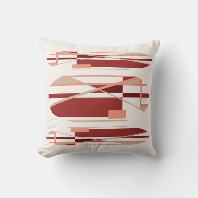Brick Red Coral Beige Off-White, modern design Kussen (Voorkant)