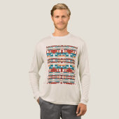 Brick Red Coral Turquoise Southwest-design Tri-Blend Shirt (Voorkant)