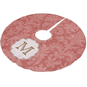 Brick Red Damask Lace Monogram Initialen boomrok Kerstboom Rok