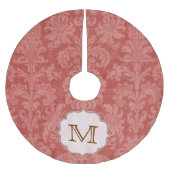 Brick Red Damask Lace Monogram Initialen boomrok Kerstboom Rok (Voorkant)