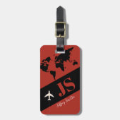 Brick-Red Elegant & Modern Airplane Travel Bagagelabel (Voorkant verticaal)