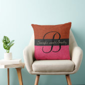Brick Red en Pink Elegant Monogram Weddenschap Kussen (Stoel)