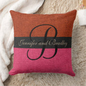 Brick Red en Pink Elegant Monogram Weddenschap Kussen (Deken)