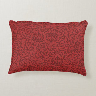 Brick Red  Floral Damask Pattern Accent Kussen