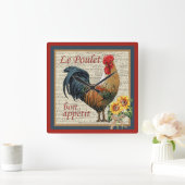 Brick Red Frans Land Kitchen-Rooster Vierkante Klok (Huis)